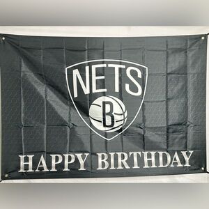 Brooklyn Nets Happy Birthday Backdrop Banner (polyester) 5x3Ft.